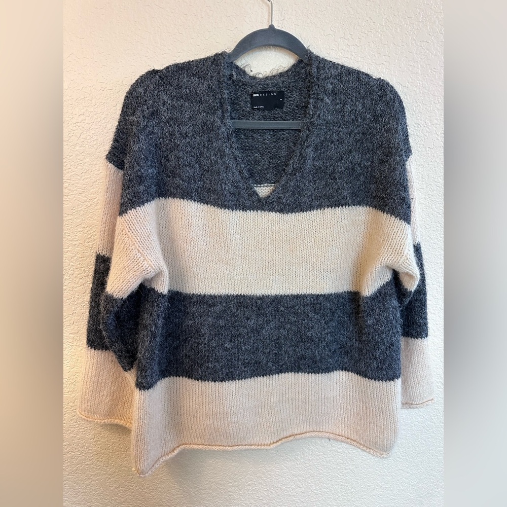ASOS Striped Gray and Cream Women's Sweater